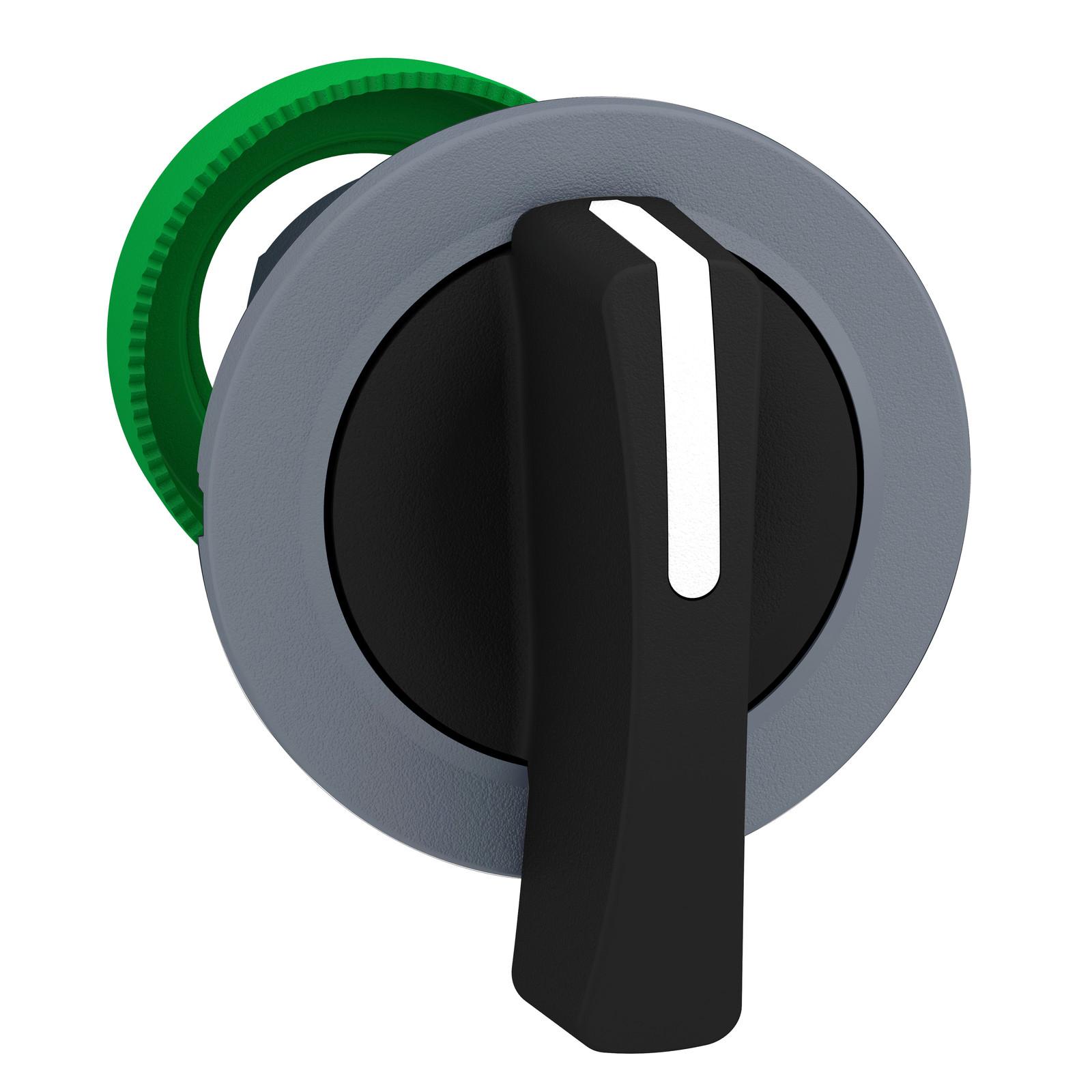 Harmony XB5, Flush mounted selector switch head, plastic, black, Ø30, long handle, 2 positions, stay put, grey bezel