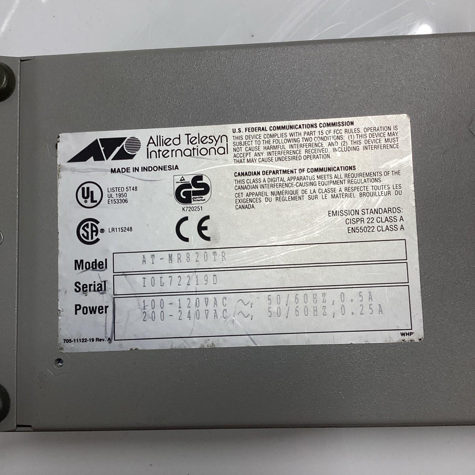 Allied Telesis Telesyn CENTRECOM AT-MR820TR No Power Cord T-550