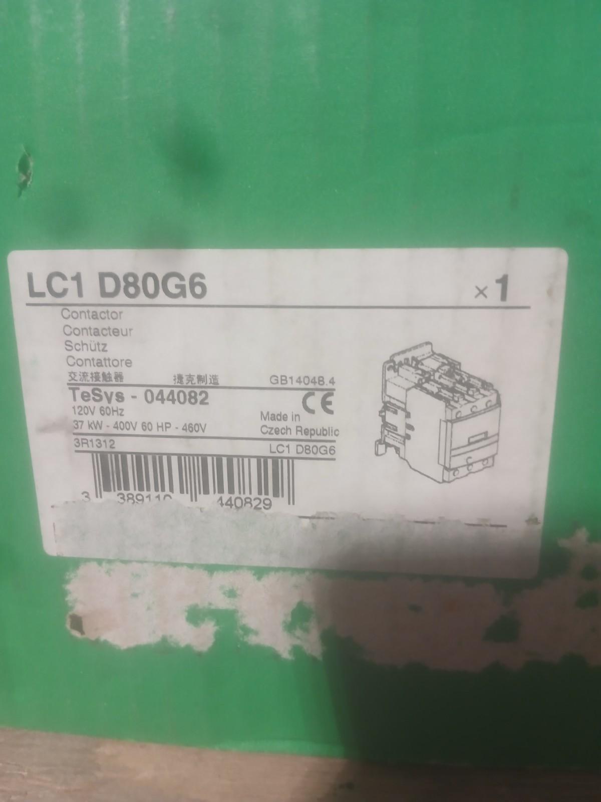 IEC contactor, TeSys Deca, nonreversing, 80A, 60HP at 480VAC, up to 100kA SCCR, 3 phase, 3 NO, 120VAC 60Hz coil, open style