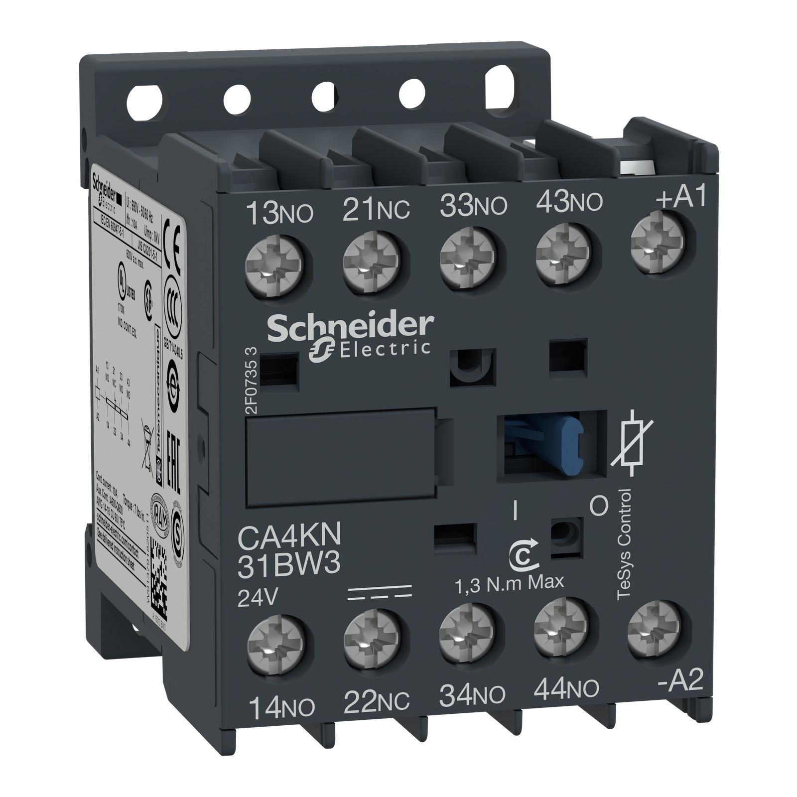 Control relay, TeSys K, 3 NO + 1 NC, lt or eq to 690V, 48VDC low consumption coil