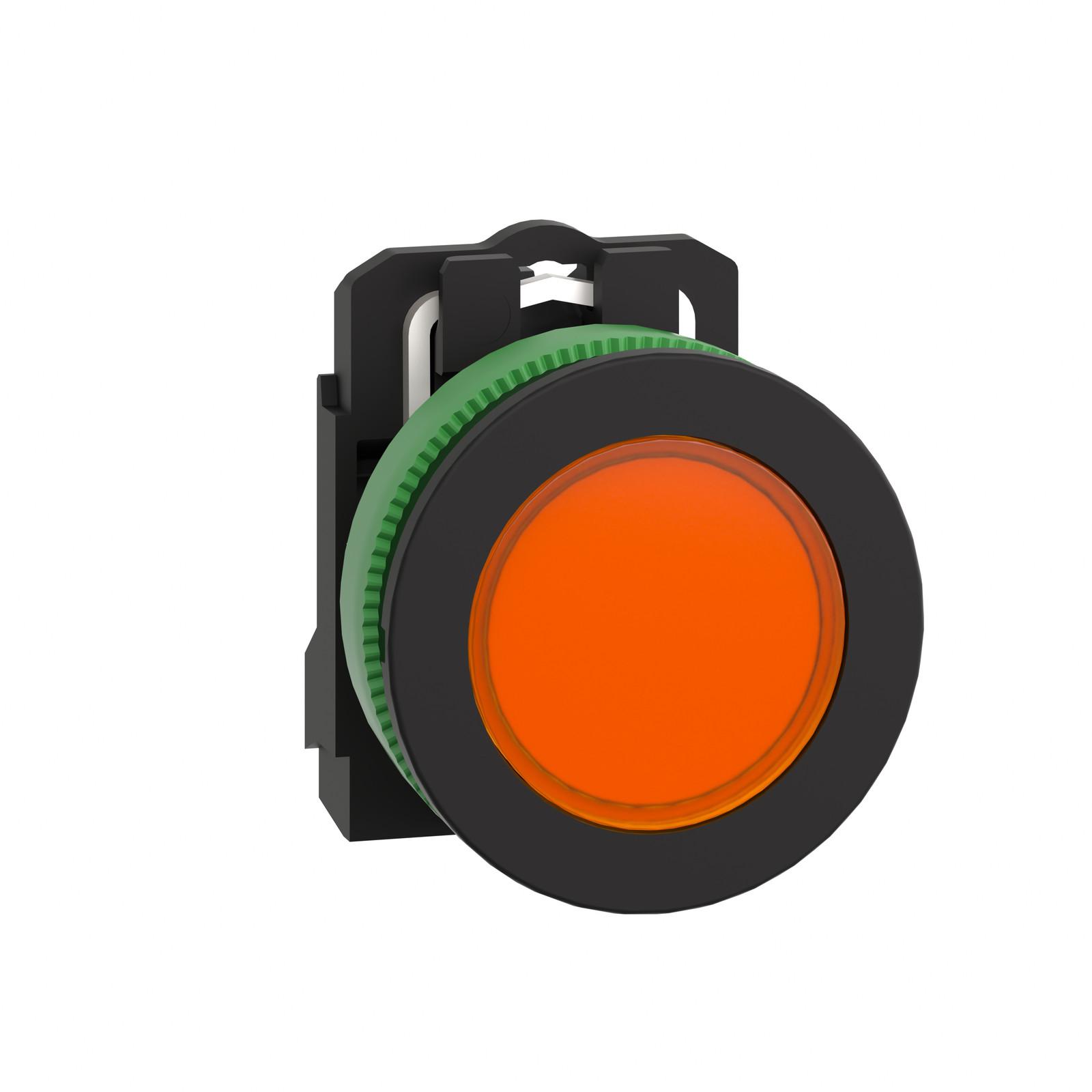 Pilot light, Harmony XB5, antimicrobial, grey plastic, orange flush mounted, 30mm, universal LED, 110...120V AC