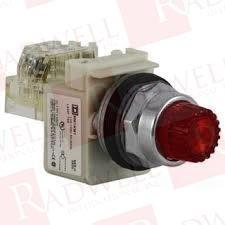 Illuminated push-button, Harmony 9001K, metal, projecting, red, 30mm, spring return, 120V, 1 C/O