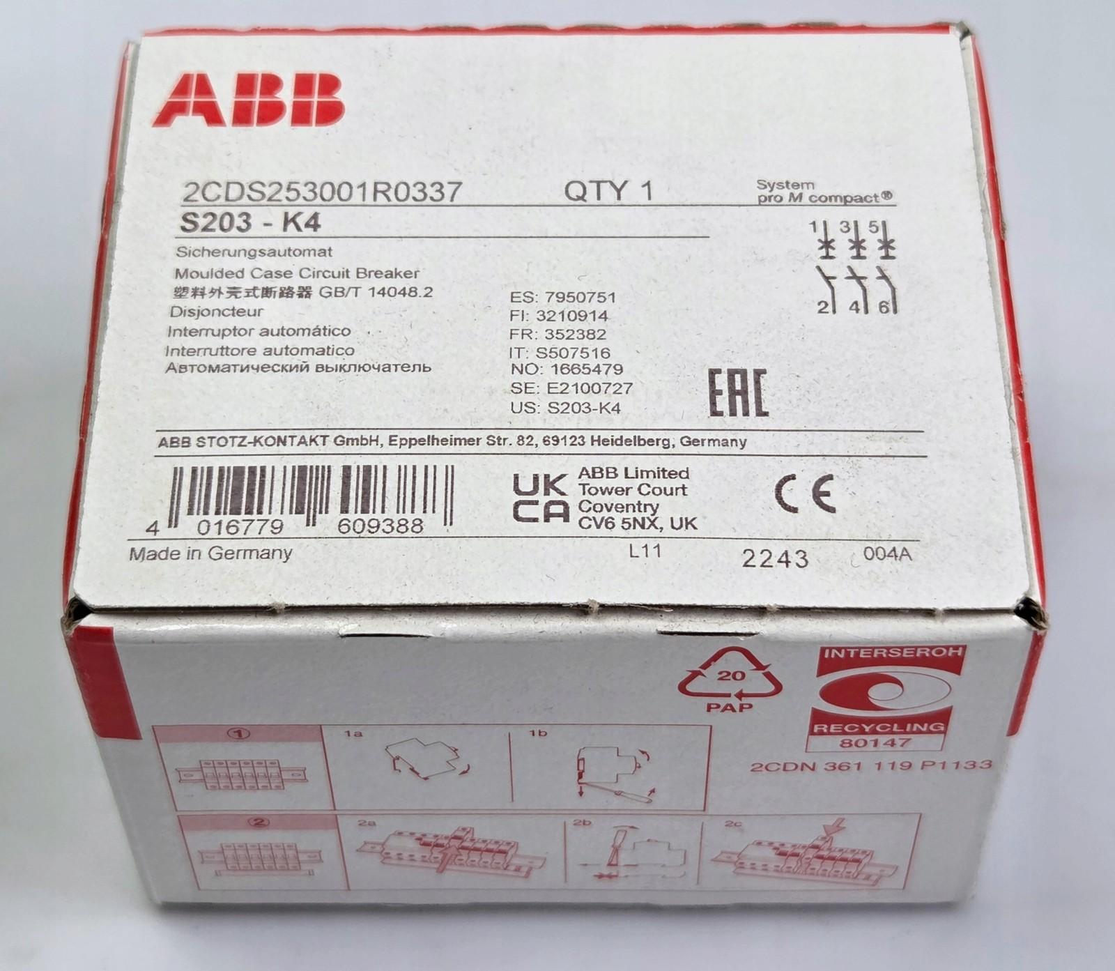 S203-K4 Miniature Circuit Breaker - 3P - K - 4 A