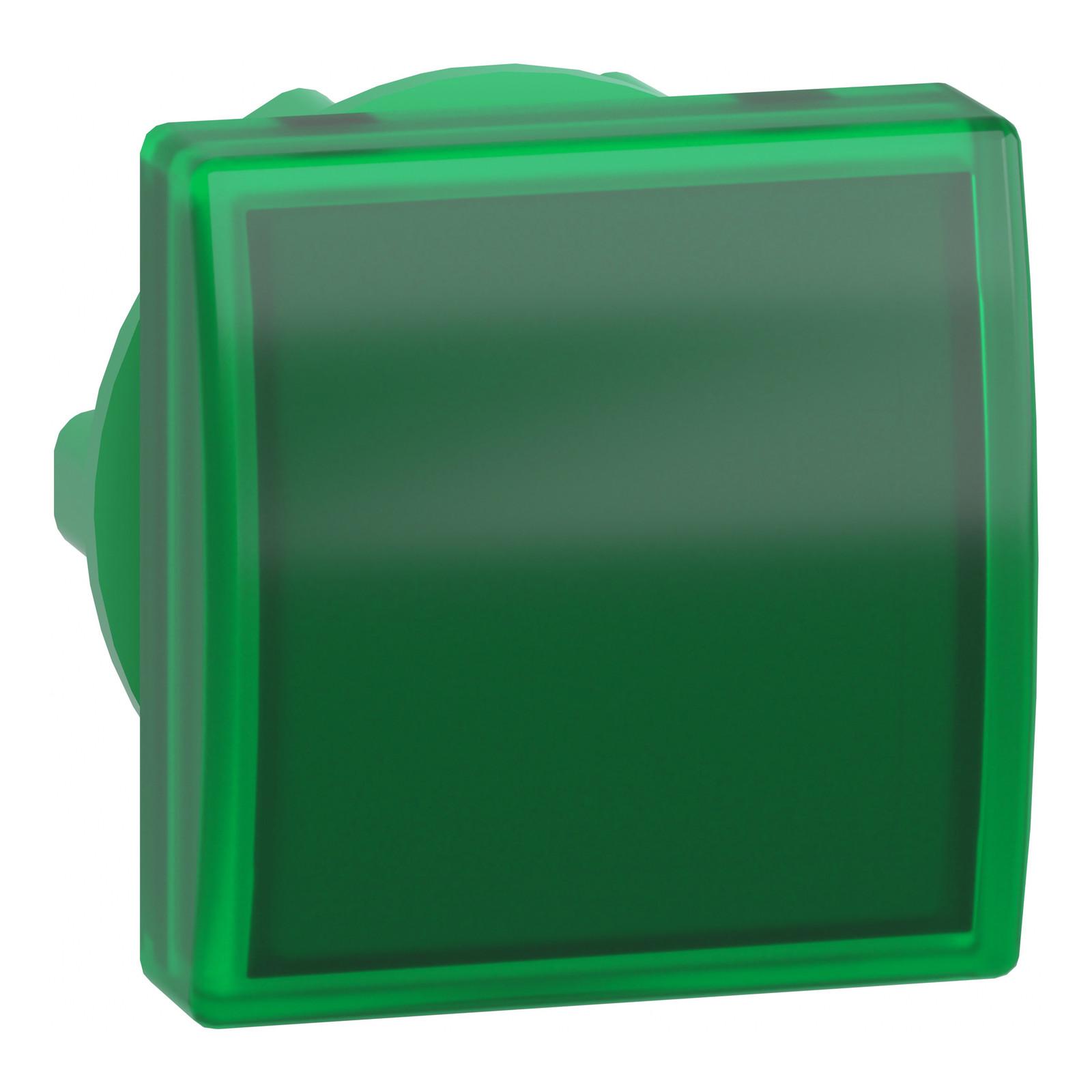 Head for pilot light, Harmony XB5, square green, 22mm, with plain lens, universal LED