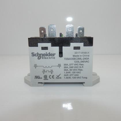 Power relay, SE Relays, 30A, 1NO, 240VAC, LED push button, blade terminals, DIN or panel mount
