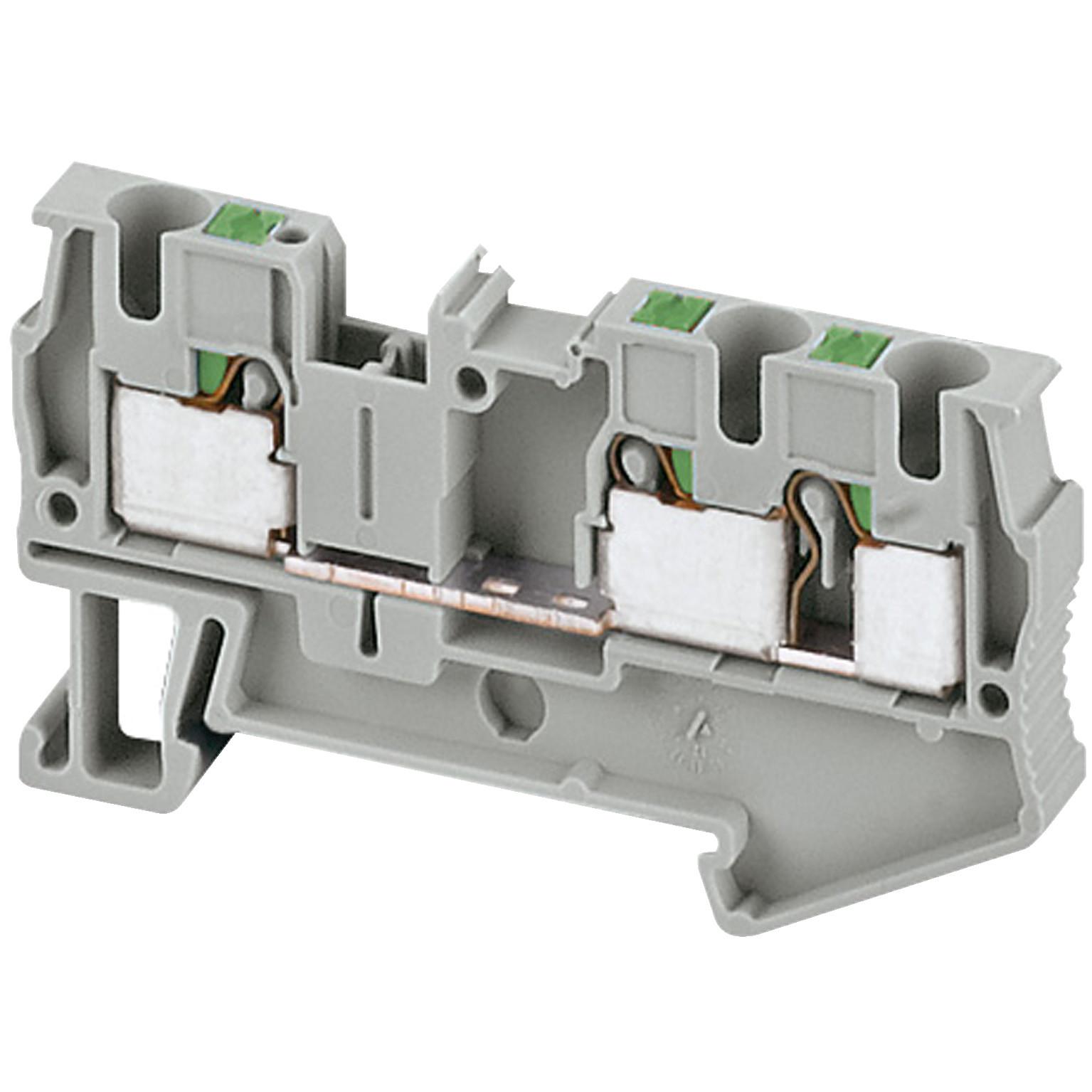 Terminal block, Linergy TR, push-in type, feed through, 3 points, 4mm², grey, set of 50