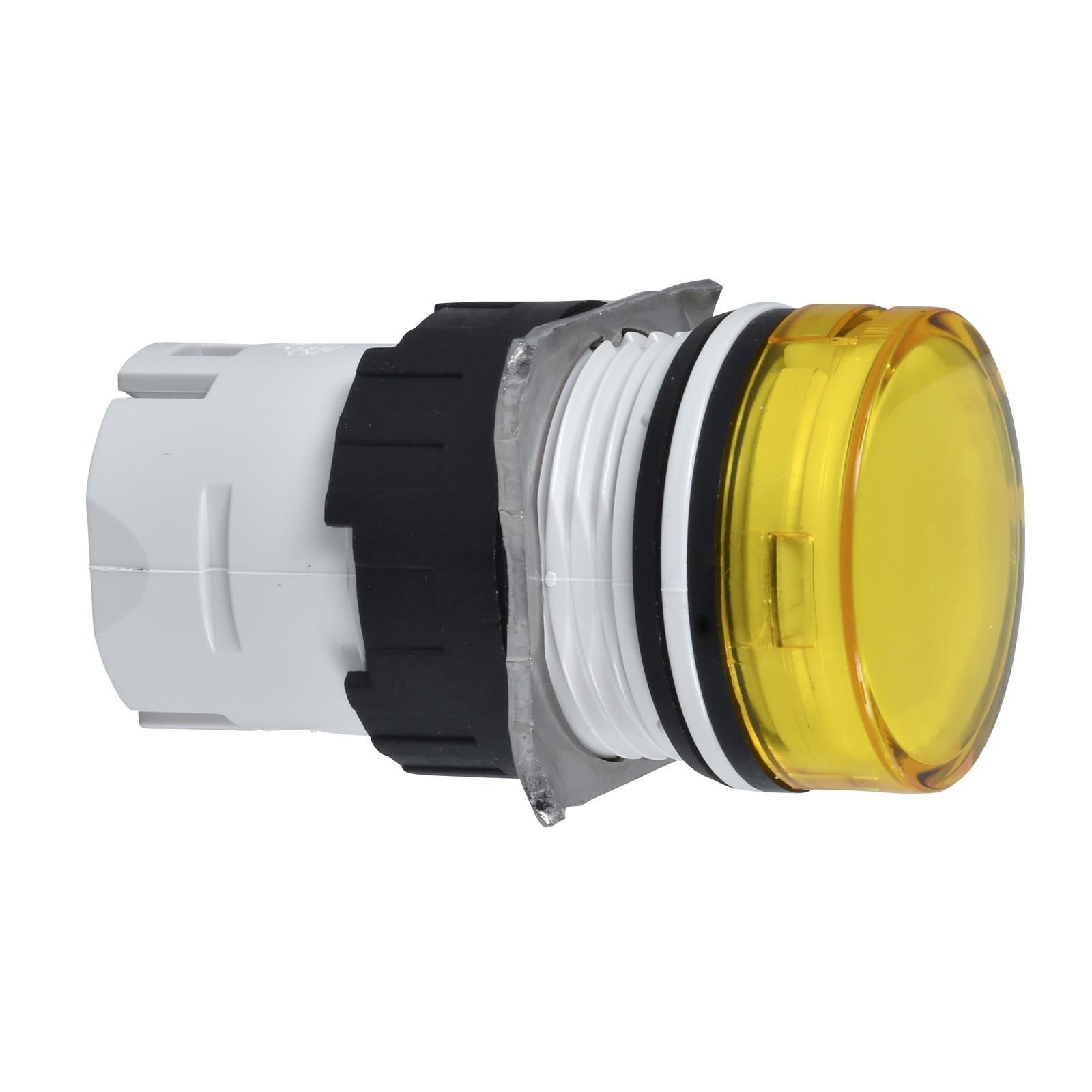Head for pilot light, Harmony XB6, yellow, 16mm, integral LED