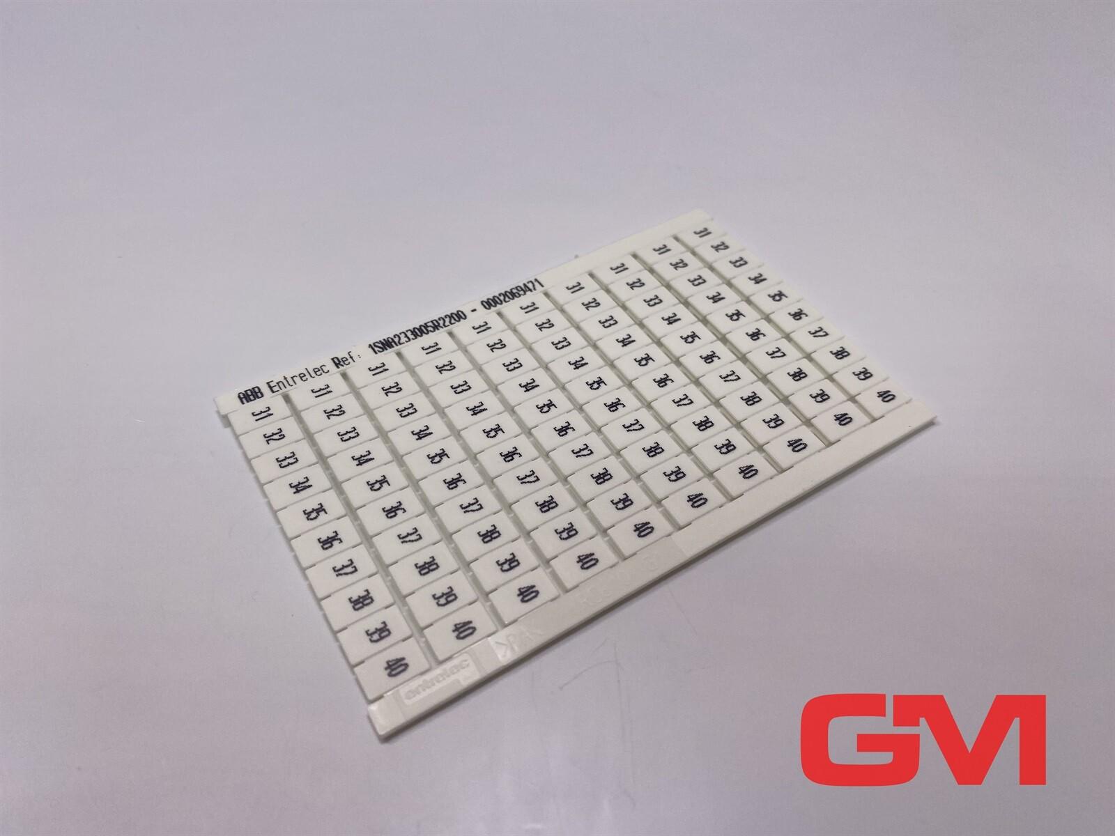 RC610 Terminal Block Markers pre-printed 31->40 (x10) Horizontal