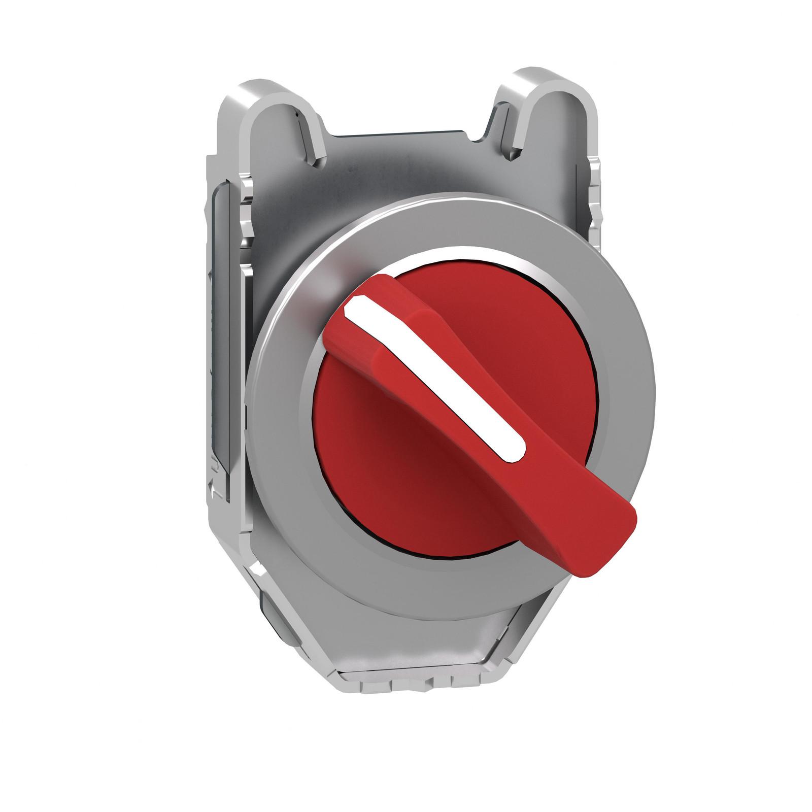 Head for selector switch, Harmony XB4, red handle, flush, 30mm, 2 positions, stay put