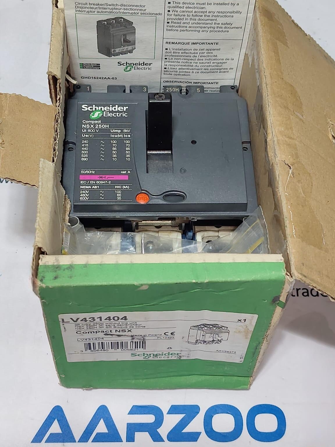 Circuit breaker basic frame, ComPact NSX250H, 70kA at 415VAC 50/60 Hz, 250A, without trip unit, 3 poles