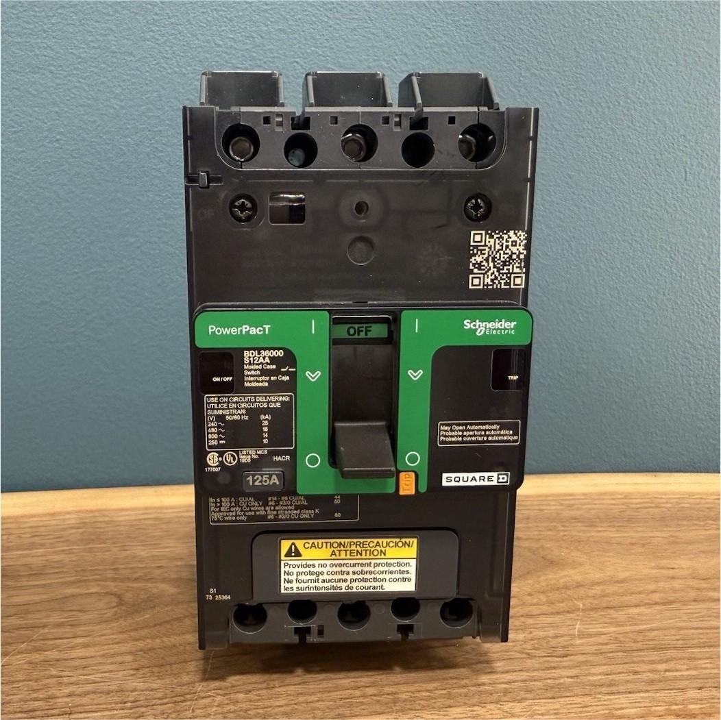 Automatic switch, PowerPacT B, 125A, 3 pole, 600VAC, 14kA, EverLink lug, magnetic