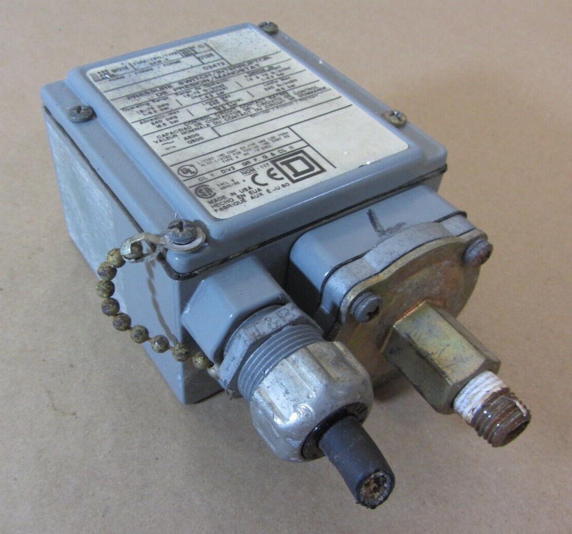 industrial pressure switch, 9012G, adjustable scale, 2 thresholds, 1.5 to 75 psig