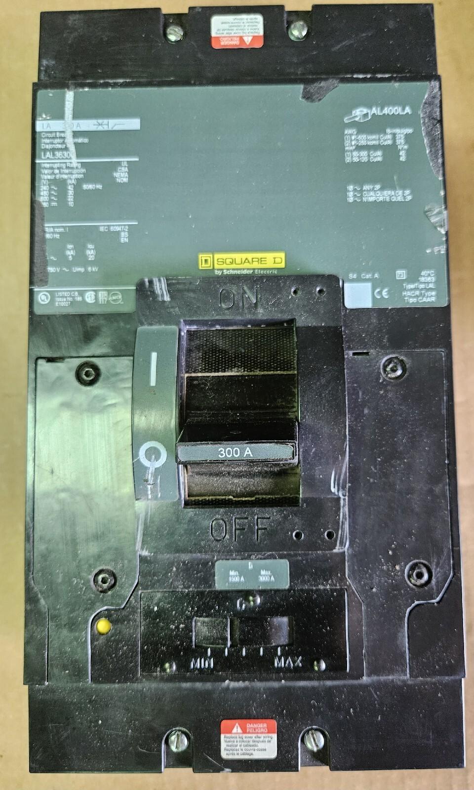 Circuit breaker, LA, 300A, 3 pole, 600VAC, 22kA, 250VDC, 10kA, lugs, thermal magnetic