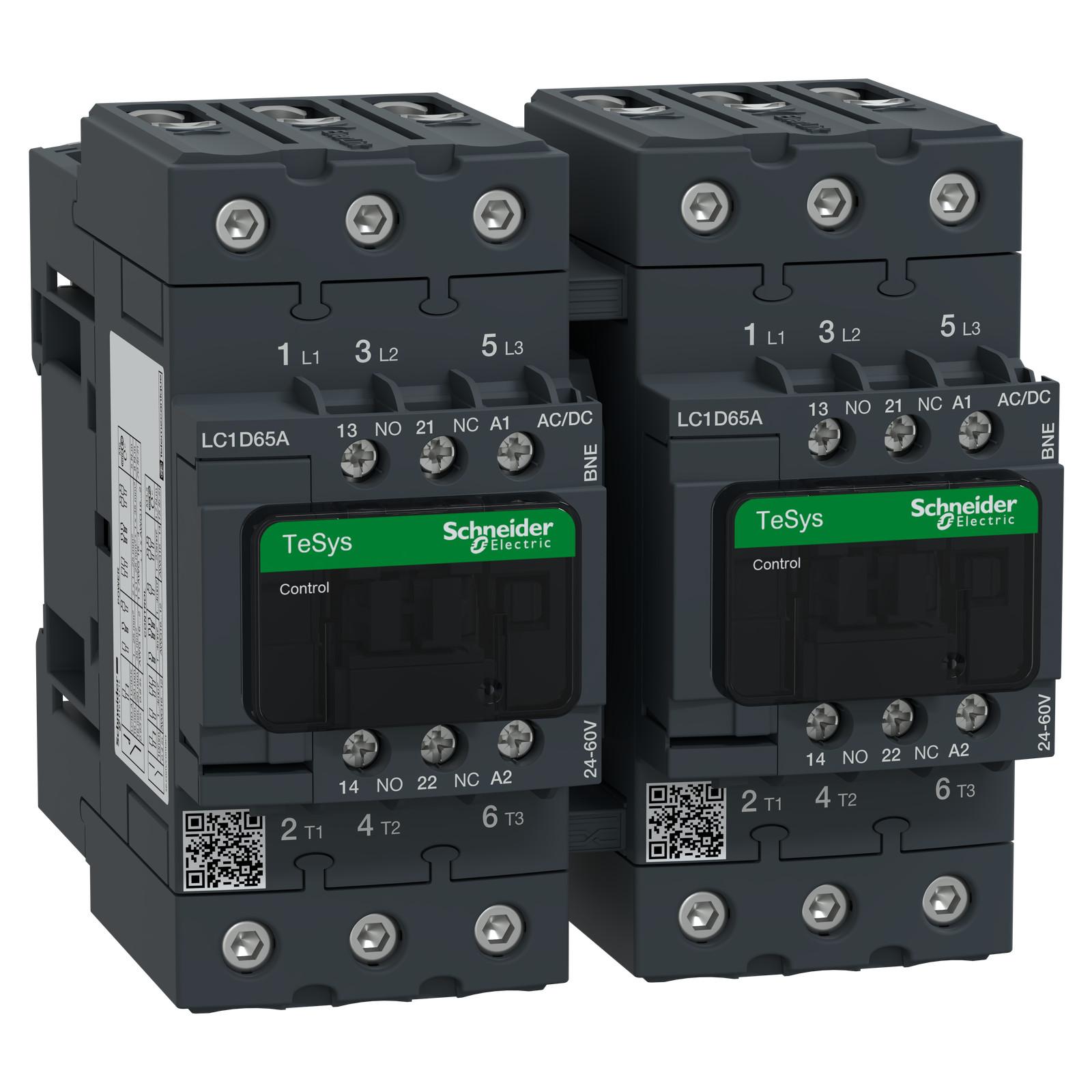 TeSys Deca reversing contactor - 3P - <= 440 V - 65 A AC-3 - 24...60 V AC/DC coil