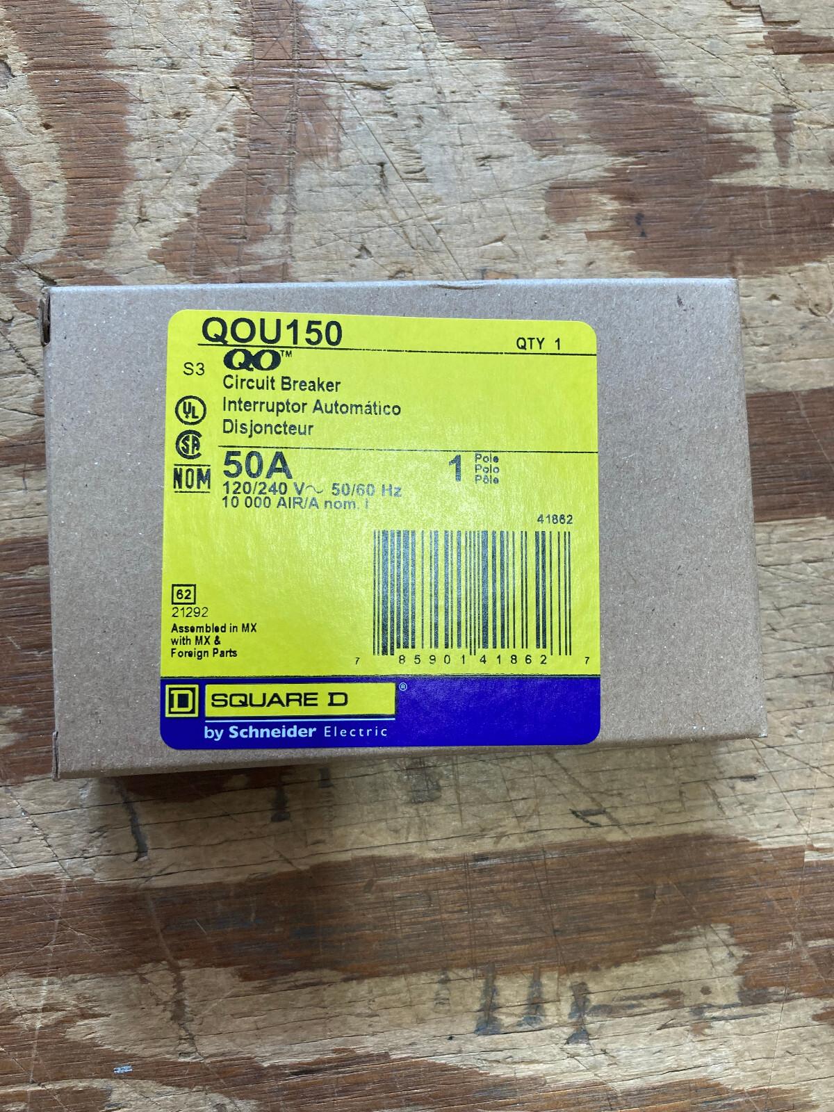 Mini circuit breaker, QOU, 50A, 1 pole, 120/240 VAC, 10kA