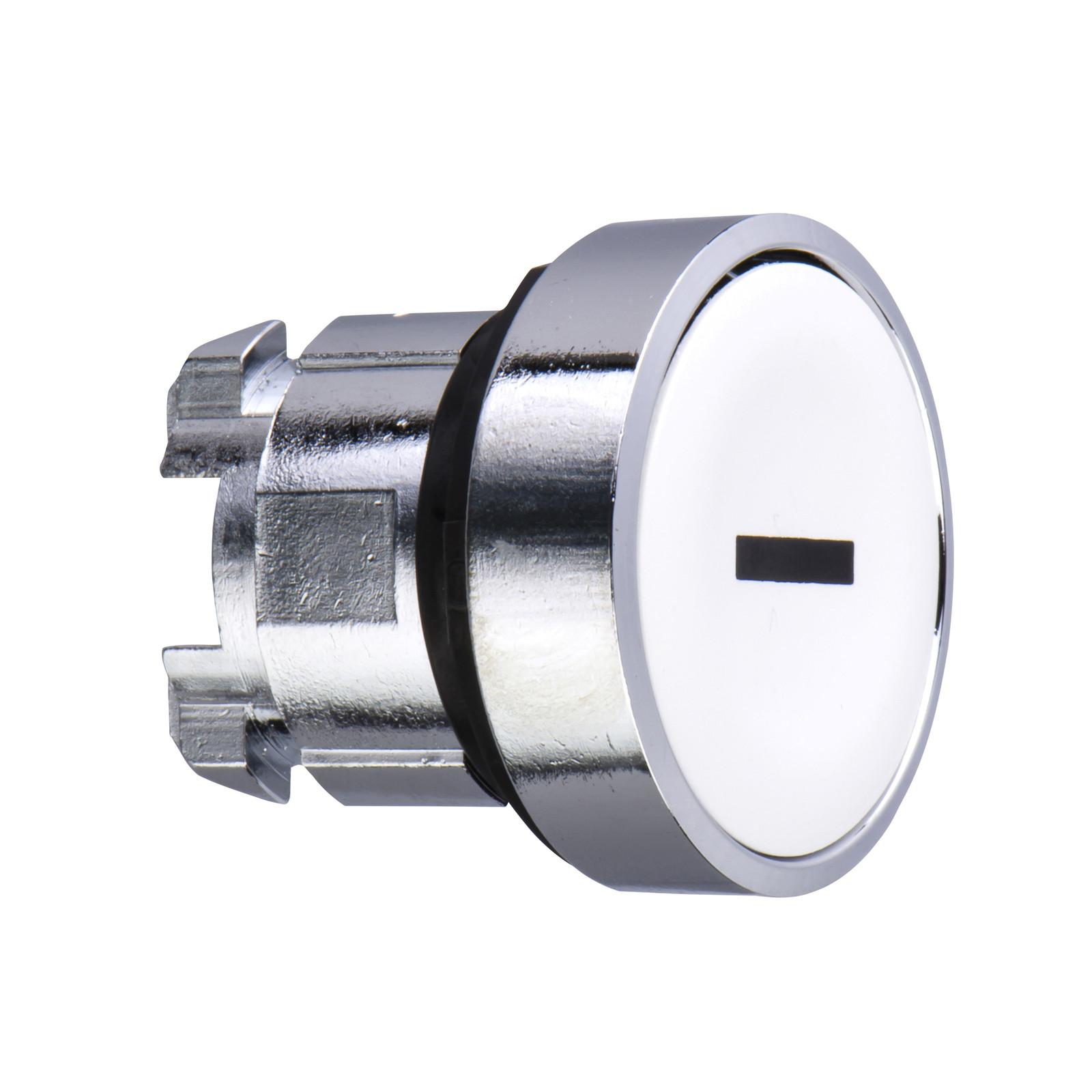 Head for non illuminated push button, Harmony XB4, metal, white flush, 22mm, spring return, black marked I