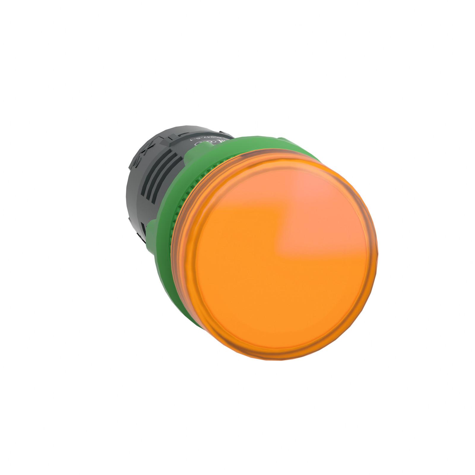 Monolithic pilot light, Harmony XB5, grey plastic, orange, 22mm, universal LED, plain lens, 24V AC DC