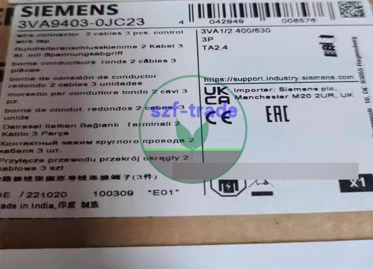 BRKR 3VA2 630A LUG 3P 2W CTRL WIRE TRML