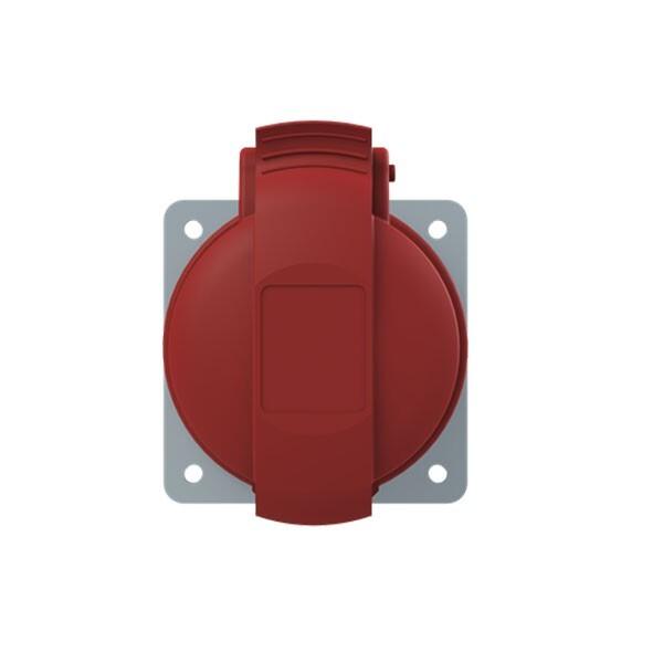 Socket-outlet, panel mounting, 6h, 32A, IP44, unified flange, straight, 3P+E