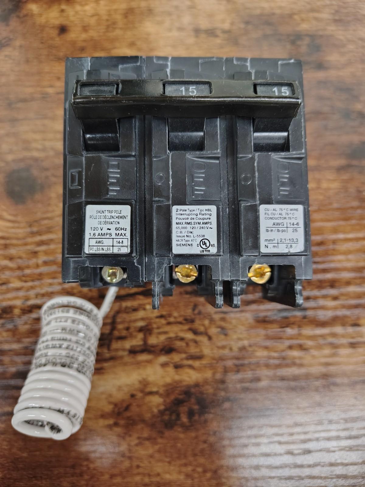 BREAKER 15A 2P 120/240V 65K HBL 120V ST