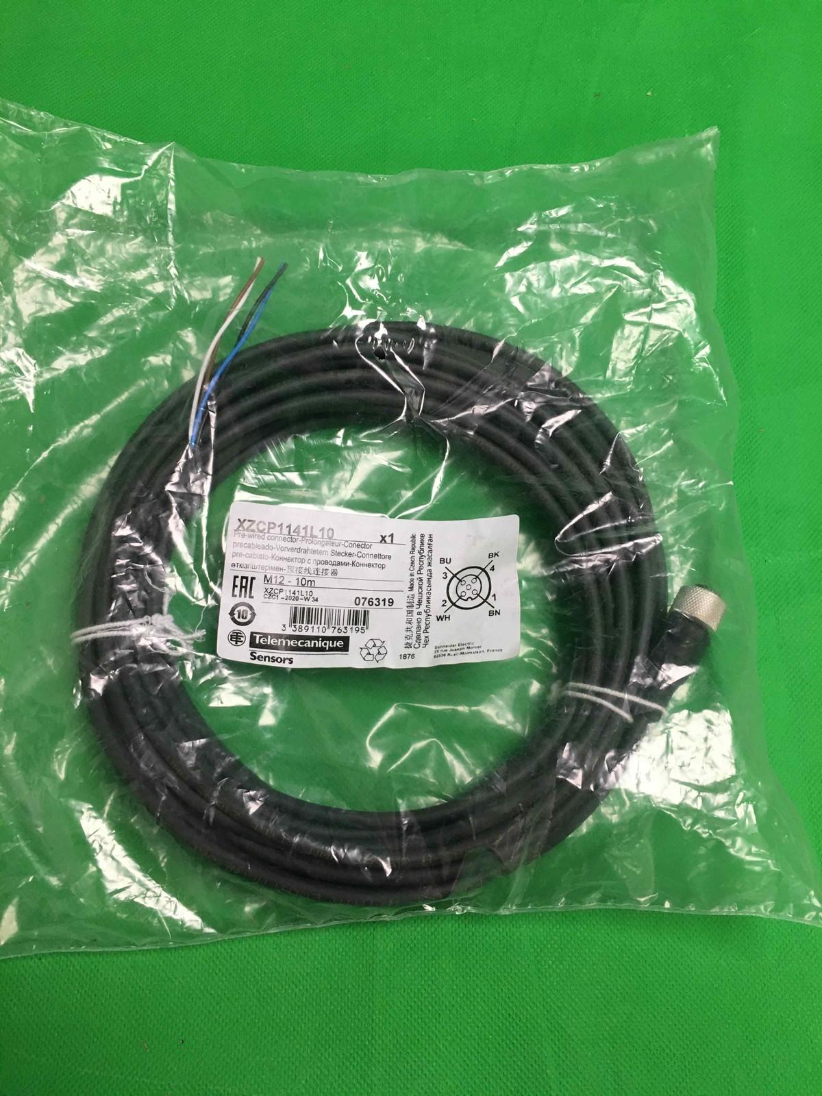 female - M12 - 4-pin - straight prewired connector - cable 10 m