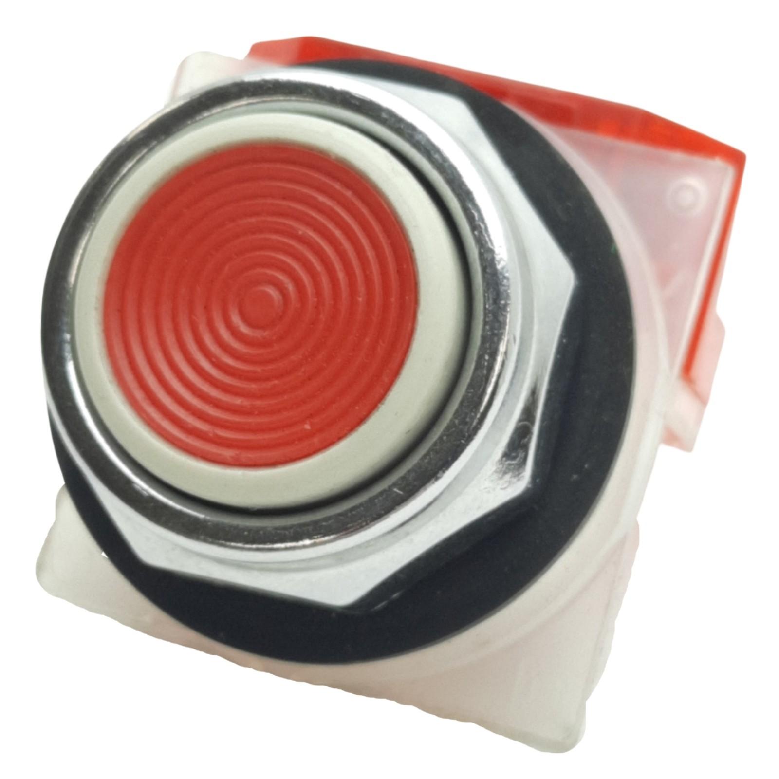 Push button, Harmony 9001K, metal, flush, red, 30mm, spring return, 1NC