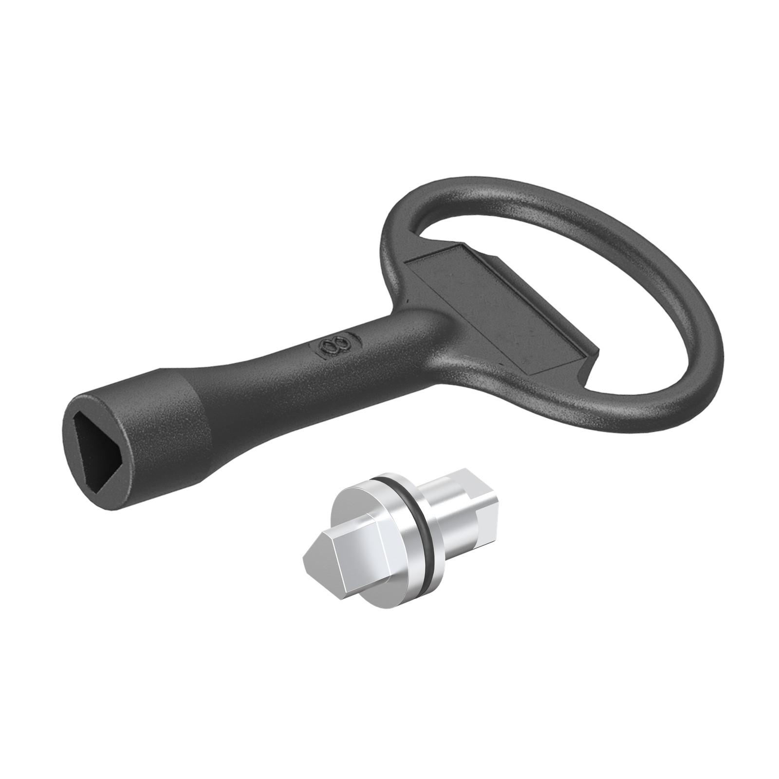 Triangular male lock insert 8mm for Spacial S3X enclosure, 100% stainless steel