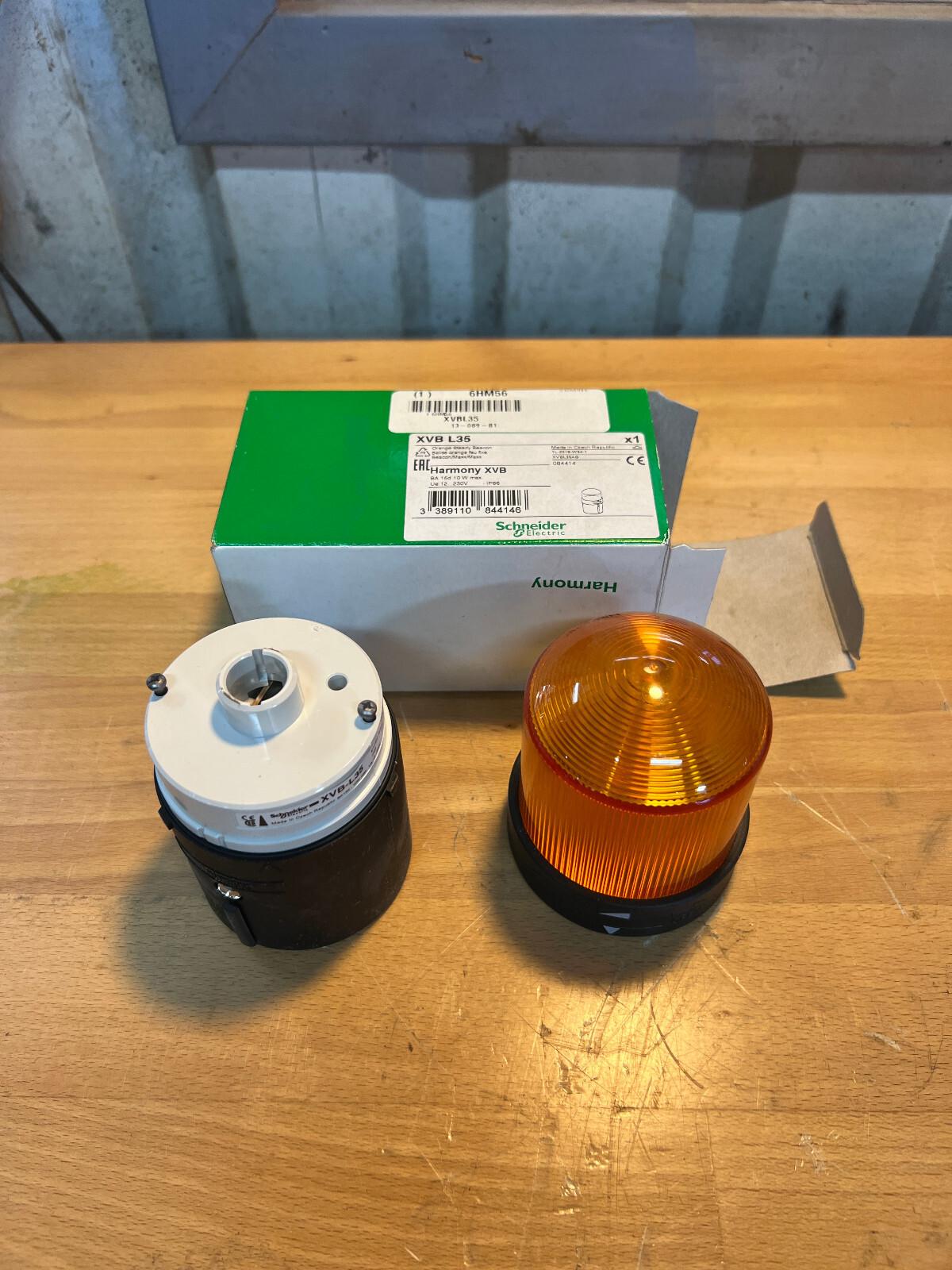 Illuminated complete beacon, Harmony XVB Universal, plastic, orange, 70mm, steady, incandescent with BA15d base, lt 250V
