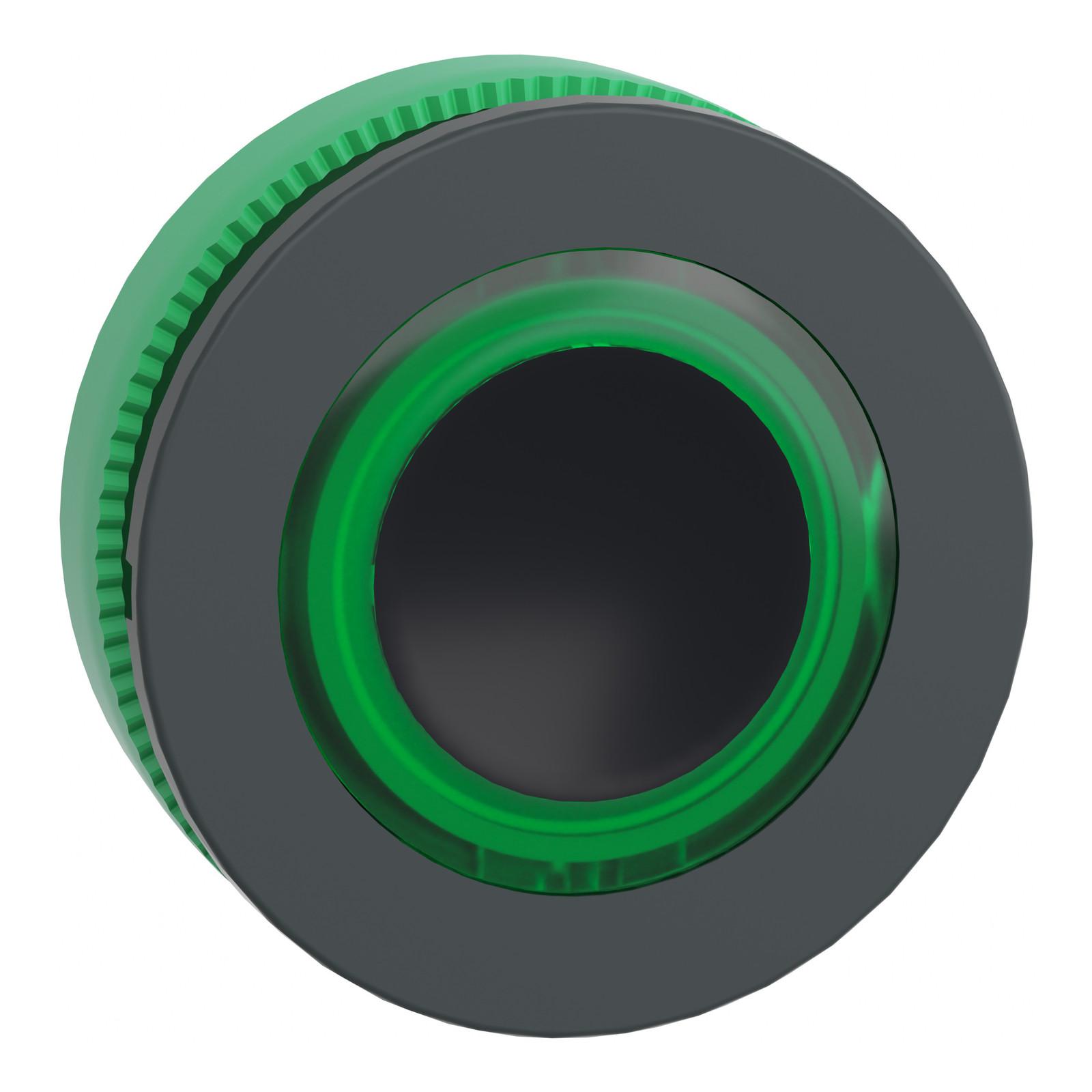 Head for illuminated push button, Harmony XB5, plastic, green flush mounted, 30mm, universal LED, illuminated ring