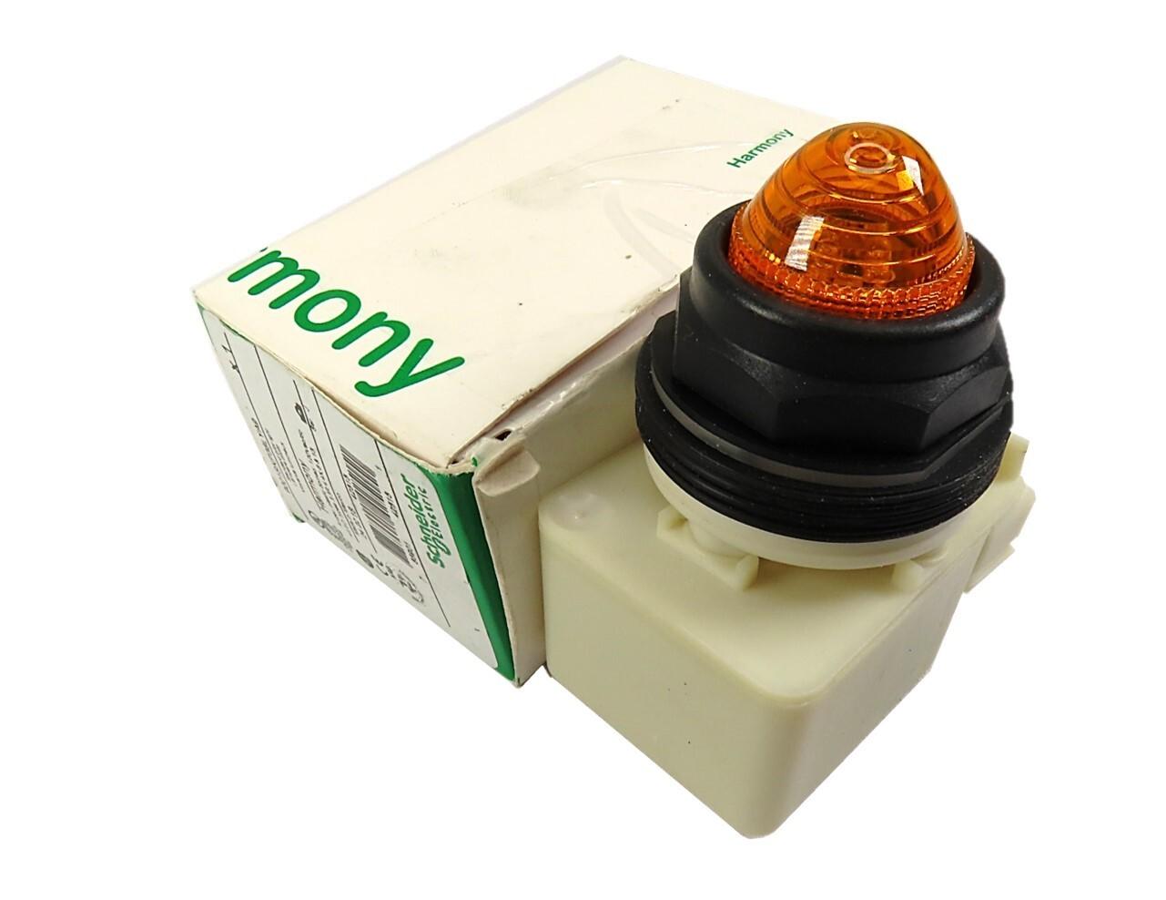 Pilot light, Harmony 9001SK, plastic, polycarbonate, domed, amber, 30mm, LED yellow, 120V