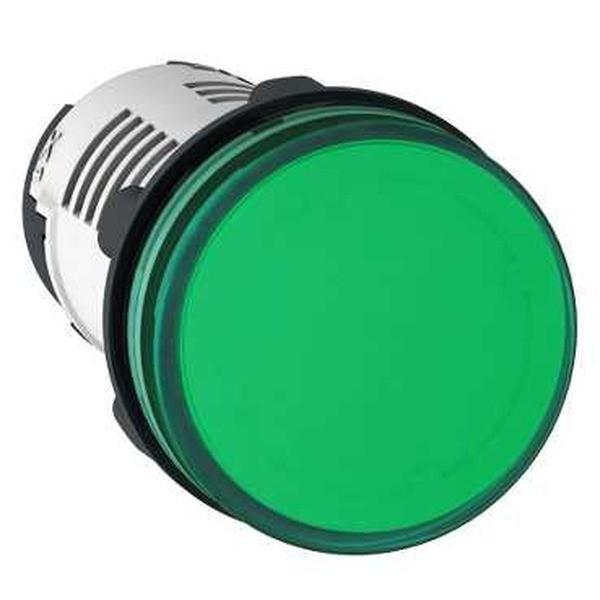Monolithic pilot light, Harmony XB7, plastic, green, 22mm, integral LED, 230...240V AC