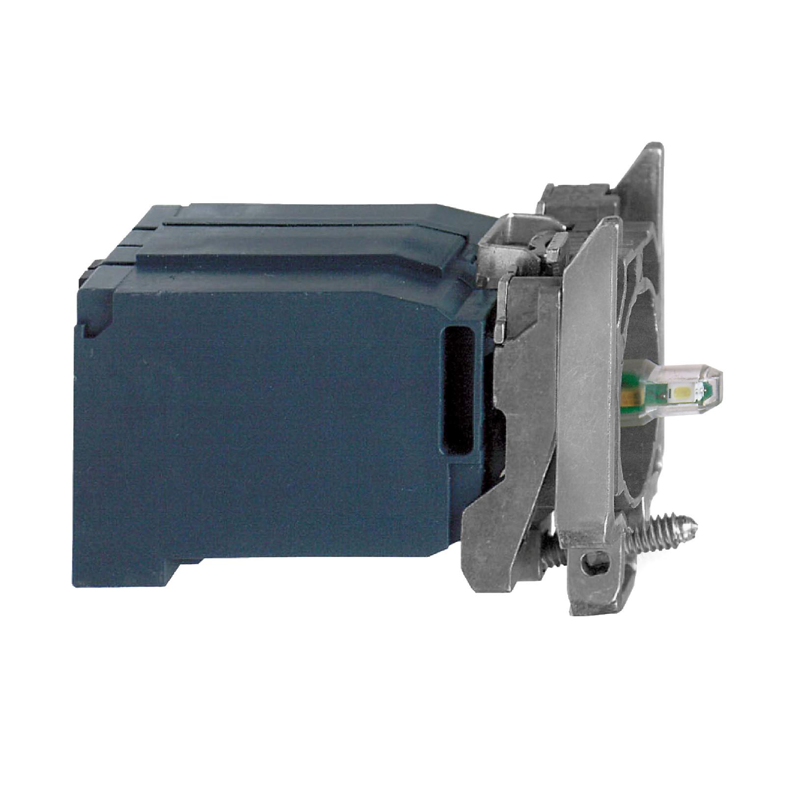 Complete body/light block assembly, Harmony XB4, red light, with body/fixing collar, BA9s LED bulb, 400V AC