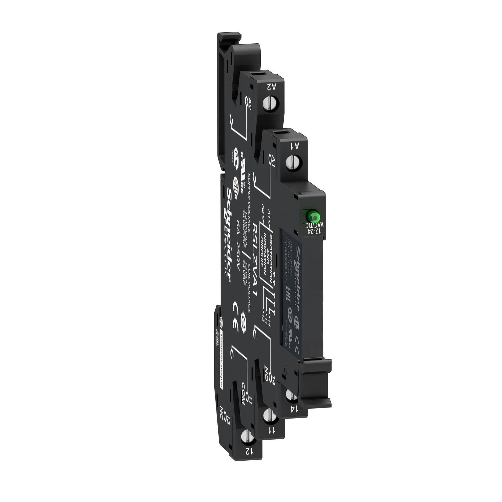 slim interface relay, Harmony Electromechanical Relays, pre assembled, 6A, 1CO, with LED, screw connec to rs, 12V AC/DC