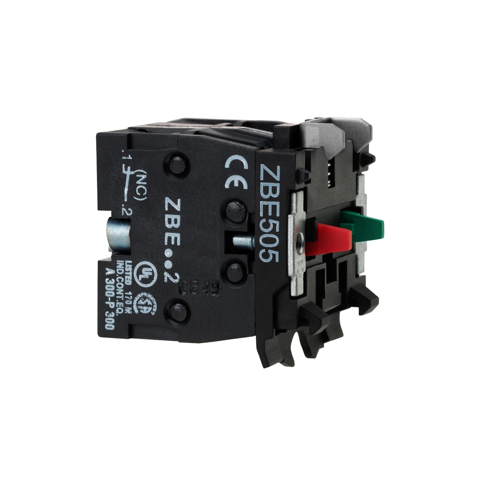 High power switching contacts block, Harmony XB4, silver alloy, screw clamp terminal, 1NO+1NC