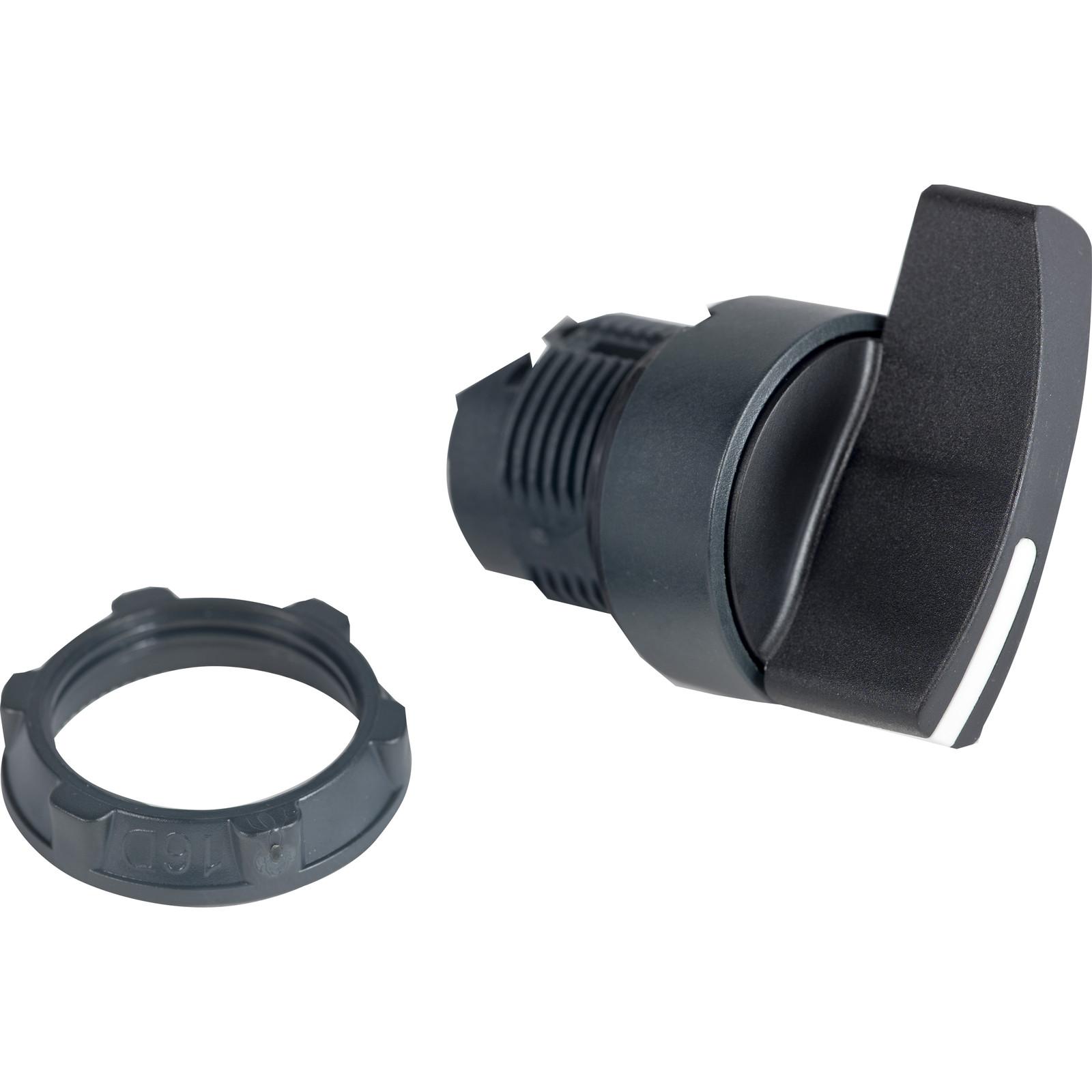 Head for selector switch, Harmony XB5, plastic, black, 22mm, long handle, 2 positions, stay put
