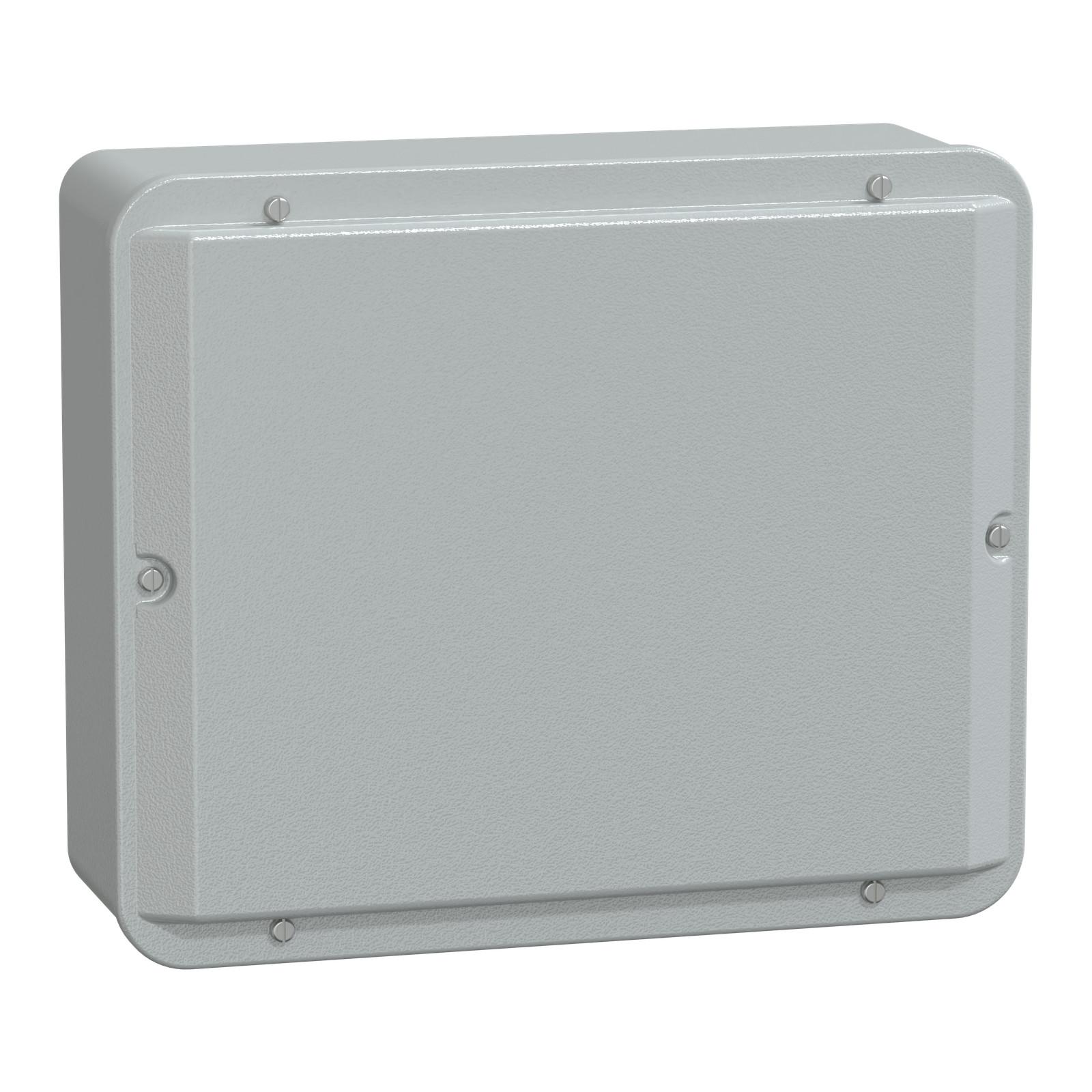 Metal industrial box - low plain cover - H307xW257xD116 - IP55 - grey RAL 7035