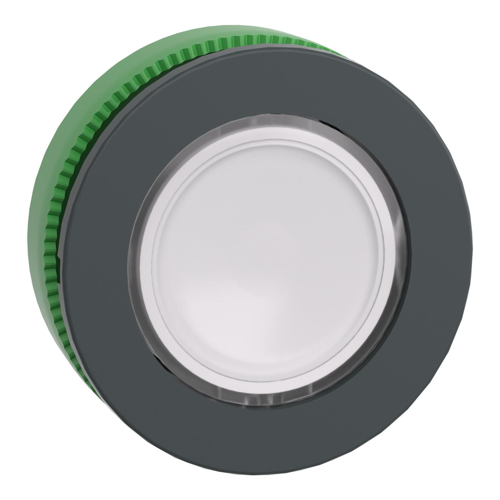 Head for illuminated push button, Harmony XB5, plastic, white flush mounted, 30mm, push-push, unmarked