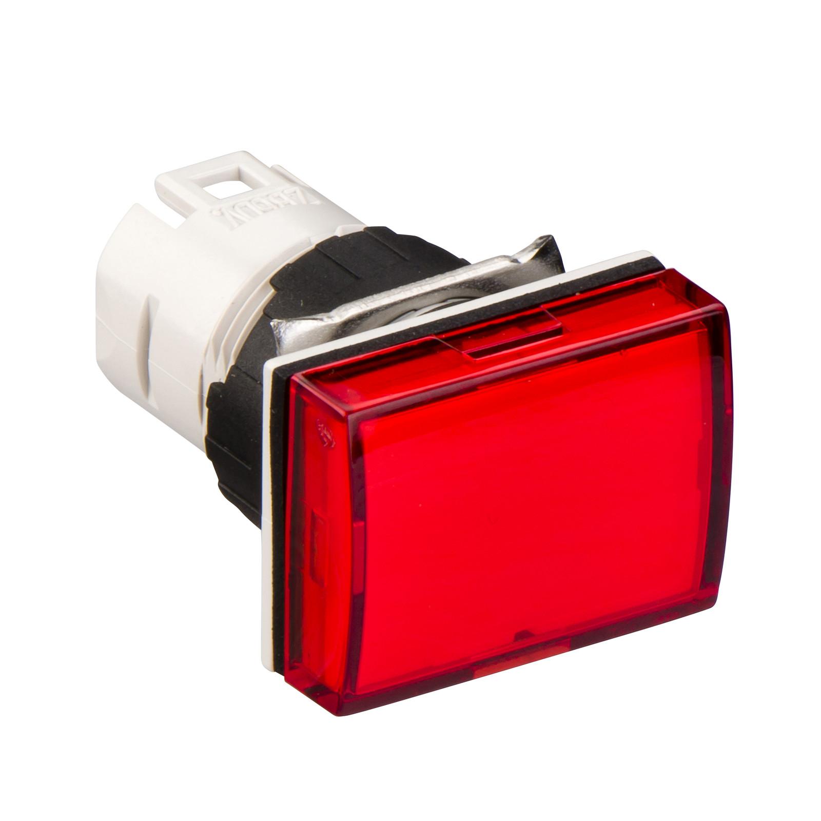 Head for pilot light, Harmony XB6, rectangular red, 16mm, integral LED