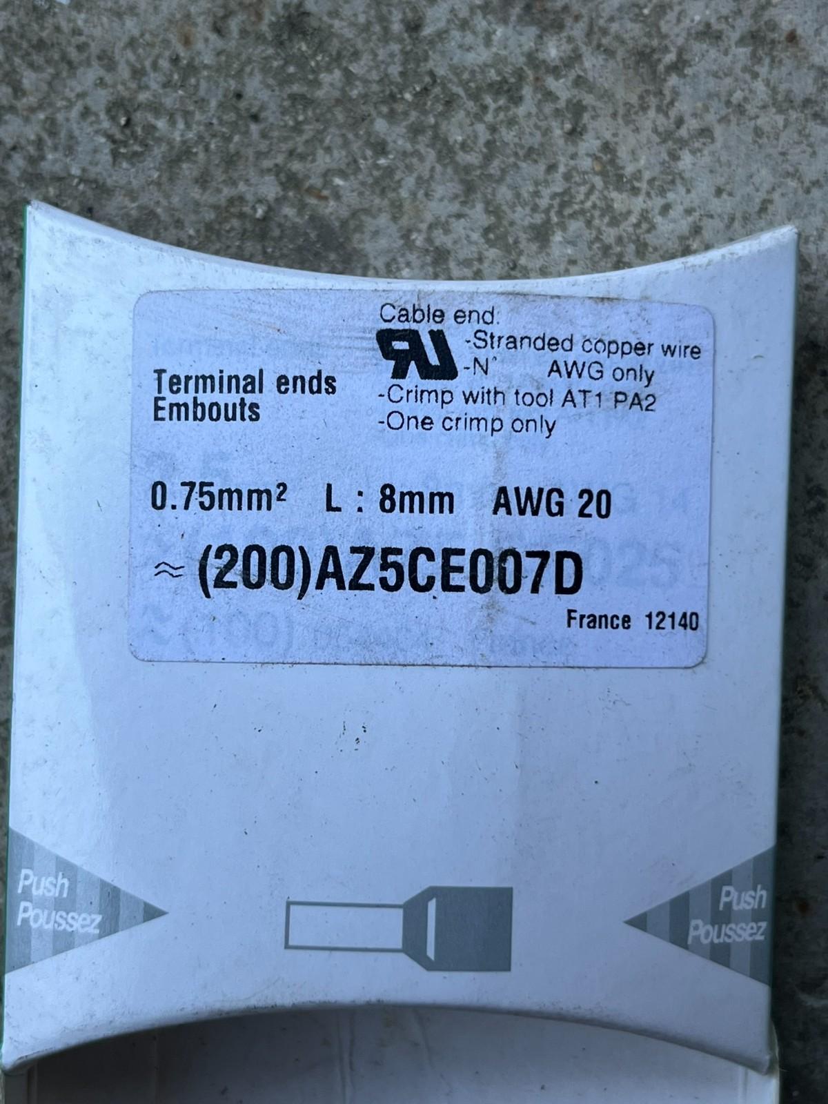 AZ5CE007D Embout simple d'extrémité de câble 0.75 mm²