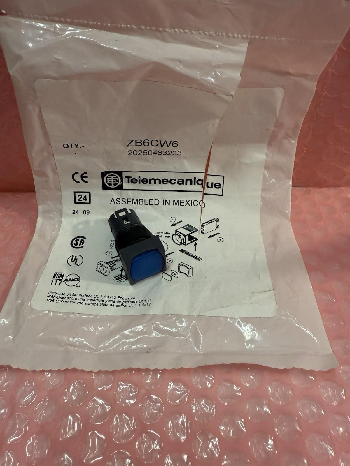 Head for illuminated push button, Harmony XB6, blue square flush pushbutton Ø 16 spring return 12...24 V