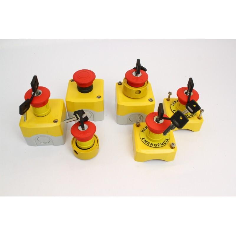 Control station, Harmony XALK, XALD, plastic, yellow lid, 1 red mushroom push button 40mm, turn to release, 1NO+2NC