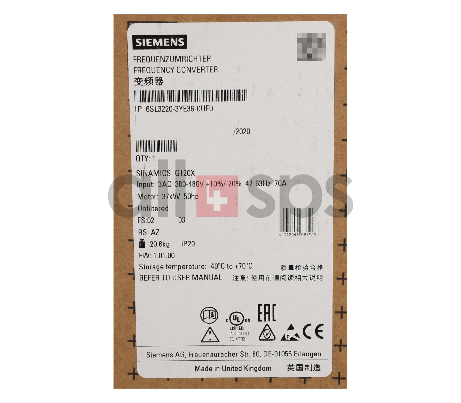 G120X IP20 380...480V 37kW FSD UF