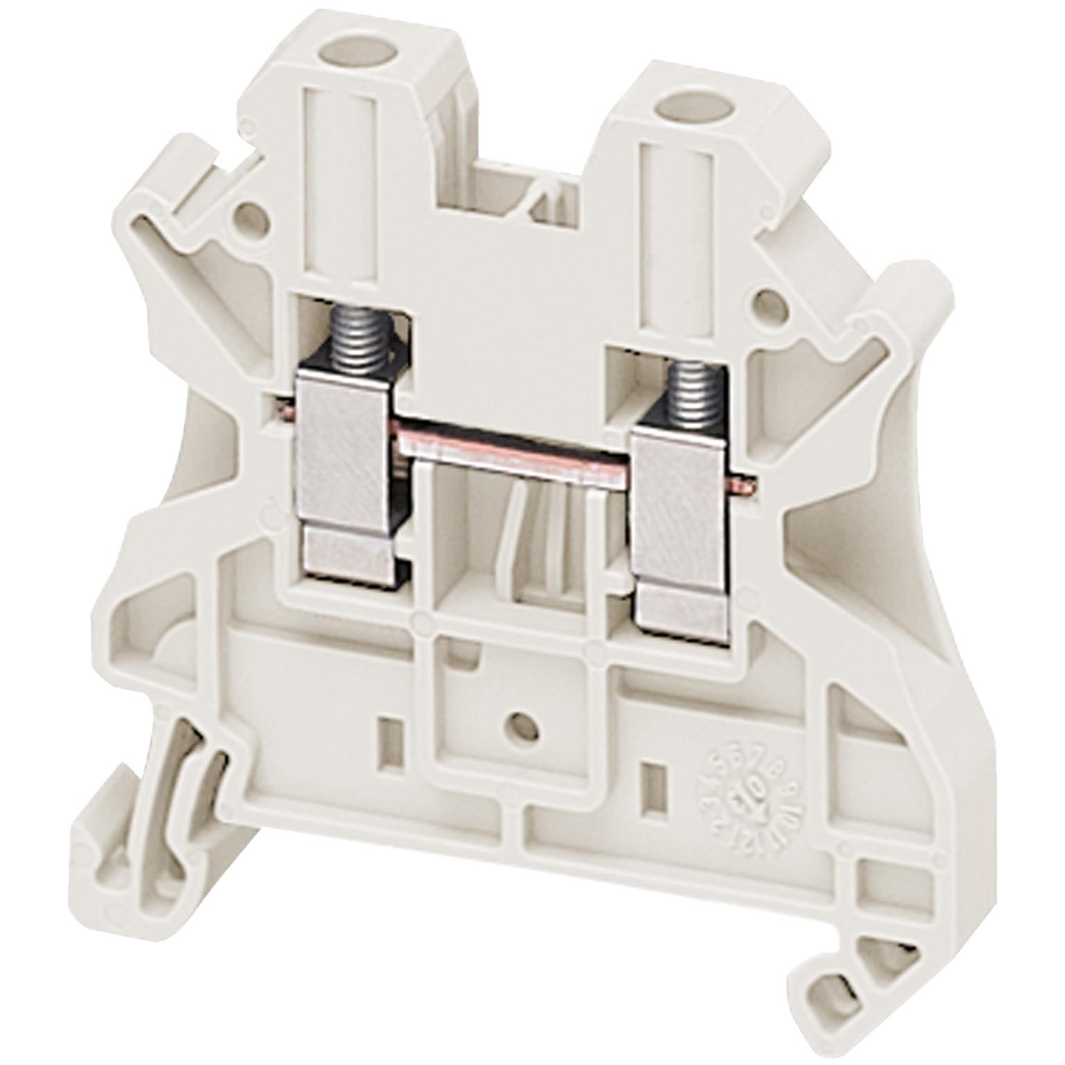 Terminal Blocks, Linergy, feed through, 30A, 600V, screw termination, 2 points, 26AWG to 10AWG, white