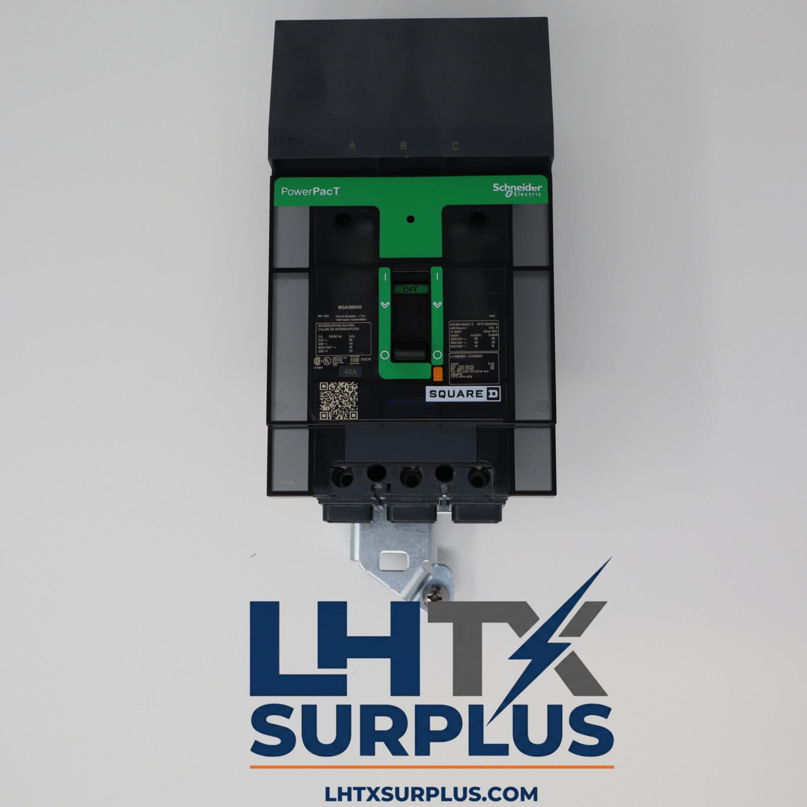 Circuit breaker, PowerPacT B, 40A, 3 pole, 600Y/347VAC, 18kA, I-Line, thermal magnetic, 80%, ABC