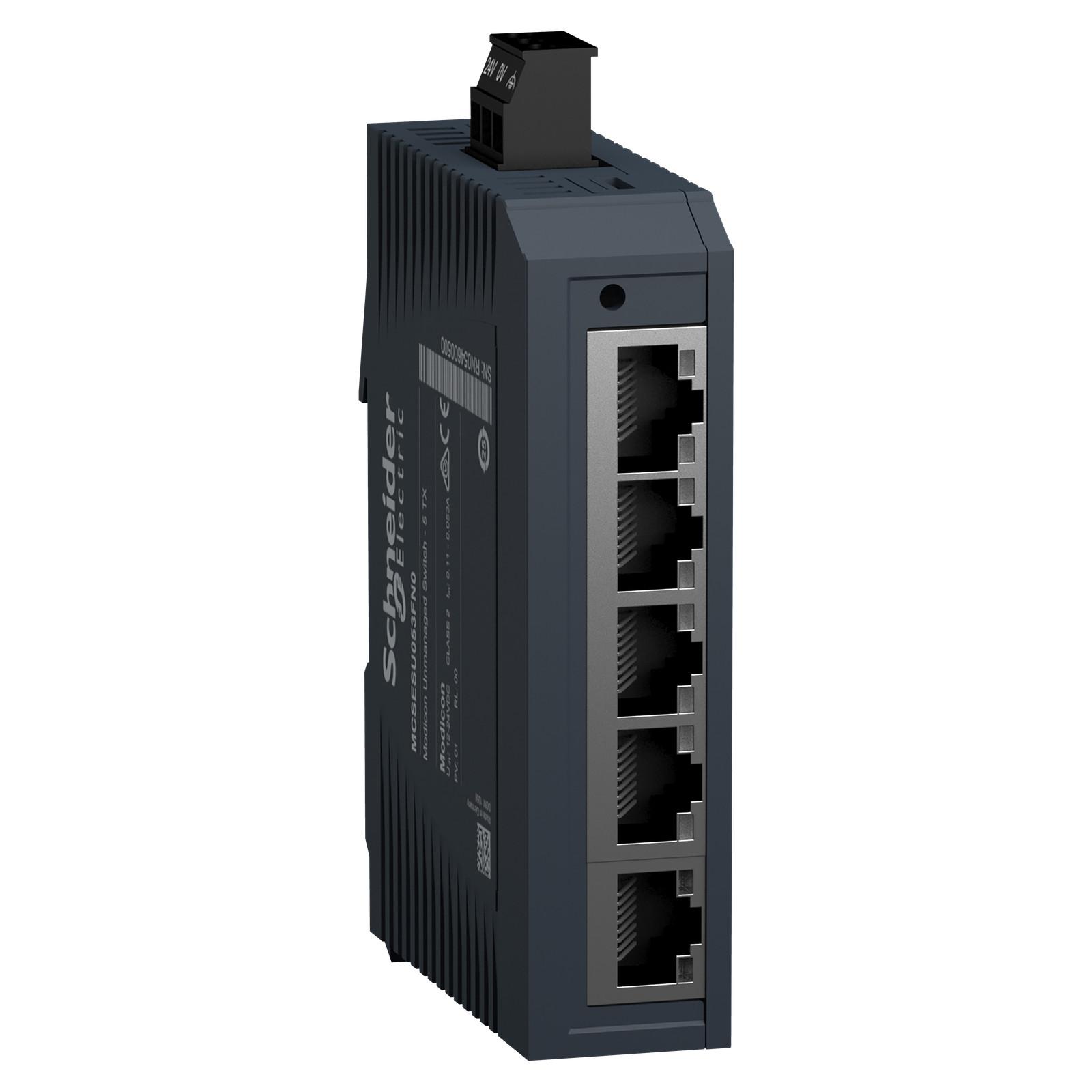 network switch, Modicon Networking, standard unmanaged, 5 ports for copper