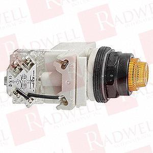 Push-to-test pilot light, Harmony 9001SK, plastic, polycarbonate, fresnel, amber, 30mm, 110-120V