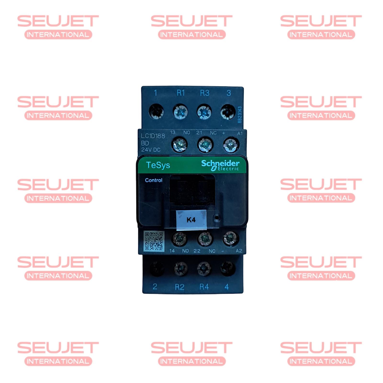 IEC contactor, TeSys Deca, nonreversing, 32A resistive, 4 pole, 2 NO and 2 NC, 24VDC coil, open style