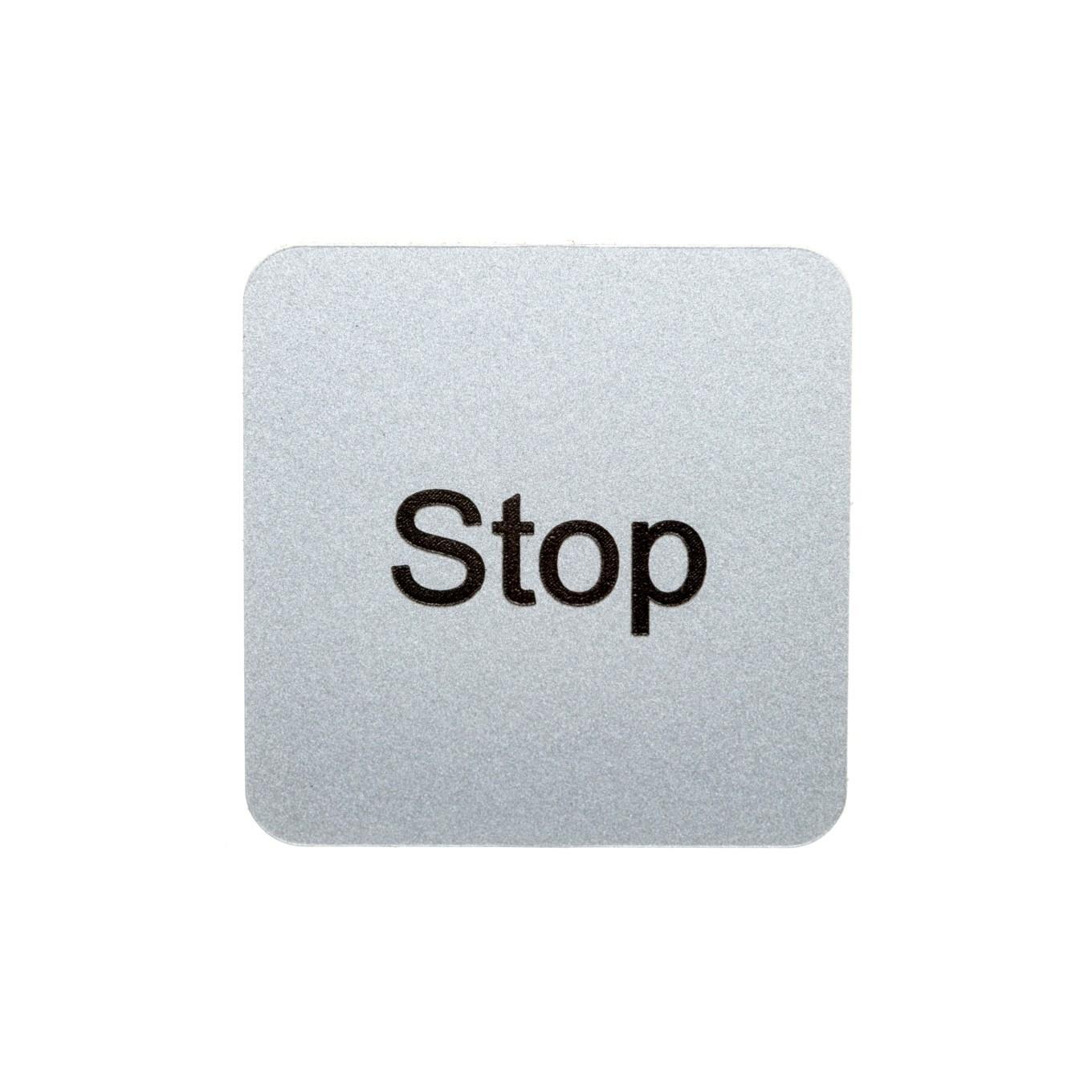 INSCR. LABEL, SILVER 22 X 22MM, STOP