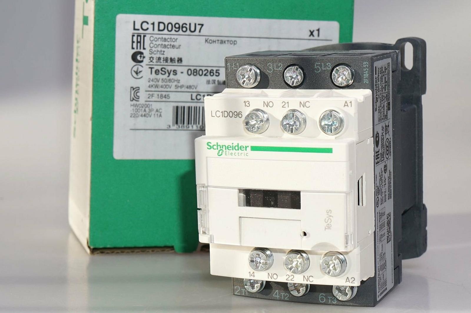 IEC contactor, TeSys Deca, nonreversing, 9A, 5HP at 480VAC, up to 100kA SCCR, 3 phase, 3 NO, 240VAC 50/60Hz coil, open style