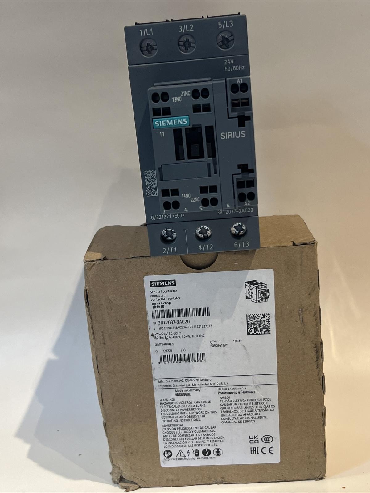 CONTACTOR S2 65A 24VAC SPRING 1NO/1NC